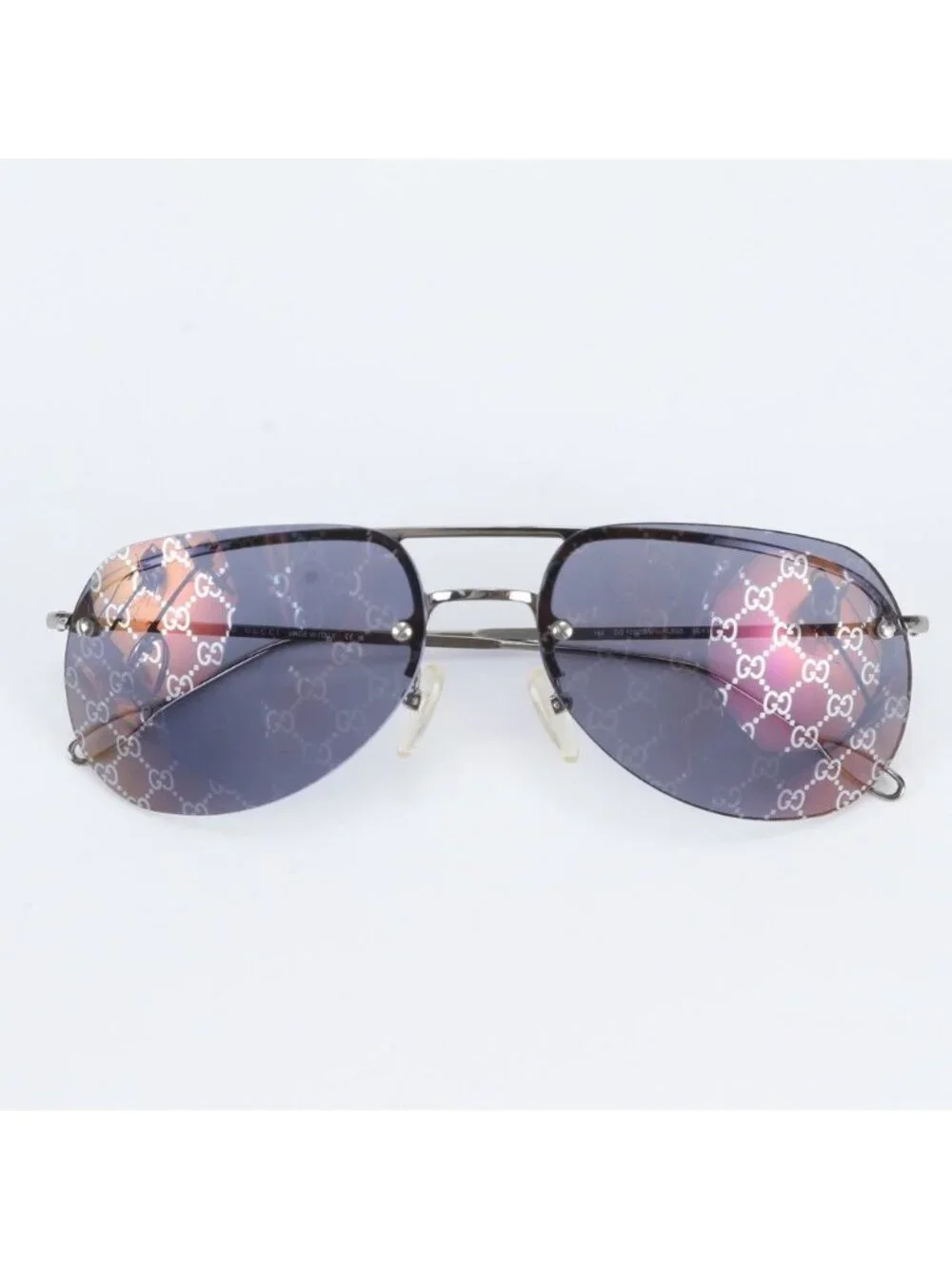 Gucci 59 16 GG Pattern Mirror Lens Sunglasses Double Bridge Eyewear